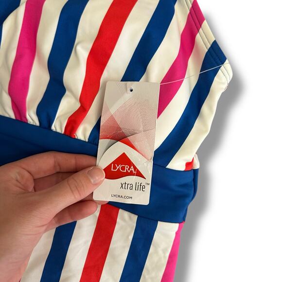Lands’ End Stripe Tankini Top Size 16 – LYCRA® Xtra Life Supportive Swimwear - Picture 5 of 9